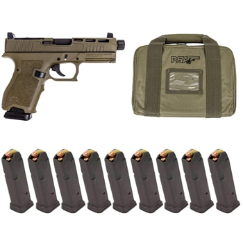 PSA Dagger Compact 9mm Pistol With SW2 RMR Rear Sight ECC Slide, SHDS &amp; Threaded Barrel, Sniper Green With 10 -15rd Magazines - $389.99 - $389.99