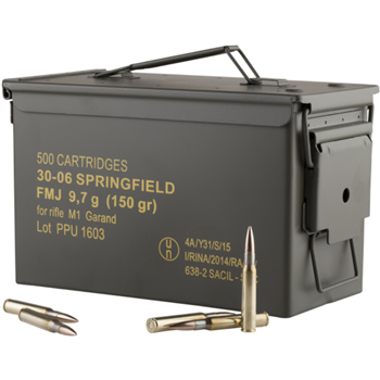 PPU .30-06 Springfield FMJ 150gr for M1 Garand MC 500 Rds - $529.99 - $529.99