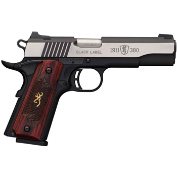 Browning 1911-380 Black Label Medallion Pro 380 Auto (ACP) 4.25in Blackened w/ Silver Polished Flats Pistol 8+1 Rounds - $729.99 - $729.99