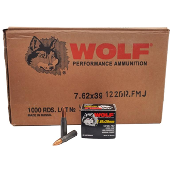Wolf Performance 7.62x39 122 Grain Bi-Metal FMJ Steel Case Ammunition - 1000rds - 7.62x39 WFMJ - $439.99 - $439.99