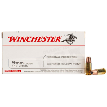 Winchester 9mm 147gr Jacketed Hollow Point Ammo - Box of 50 - $25.05 - $25.05
