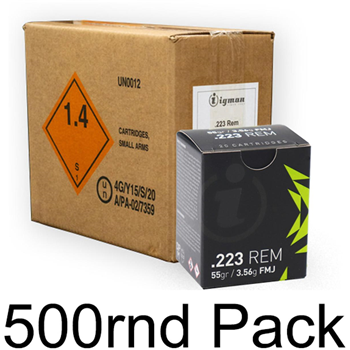 Igman .223 55 grain FMJ 500 round pack (25 boxes of 20) - $199.75 - $199.75