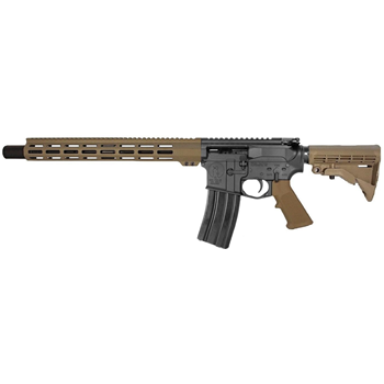 P2A PATRIOT LEFT HAND 14.5" 5.56 NATO 1/7 Carbine Length Melonite M-LOK Rifle with Flash Can - Pinned &amp; Welded - BLK/FDE - $743.99 20% off - $743.99