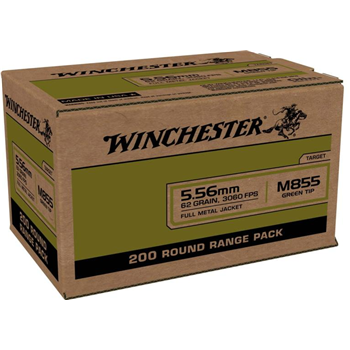 Winchester 5.56x45mm NATO 62 grain Green Tipped FMJ Brass 200 Rounds - $96.99 (Free S/H over $49 + Get 2% back from your order in OP Bucks) - $96.99