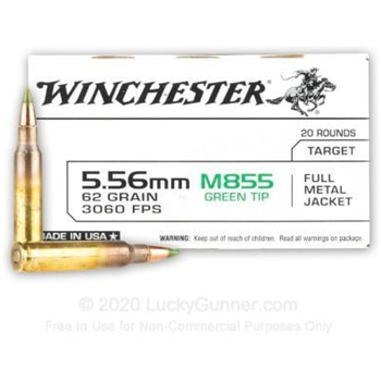 Winchester 5.56x45mm, FMJ, 62 gr. - 20 rounds Rifle Ammo, WM855K - $10.29 (Free S/H over $49 + Get 2% back from your order in OP Bucks) - $10.29