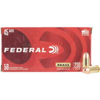 Federal Champion 45 ACP 230gr Full Metal Jacket Ammo Brass Cased Box of 50 - $18.99 - $18.99