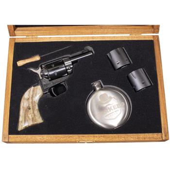 Heritage Barkeep 22 LR Bootlegger Special Edition Revolver with Stag Grips, Display Case, Flask, Two Cylinder Shot Glasses - $137.99 - $137.99