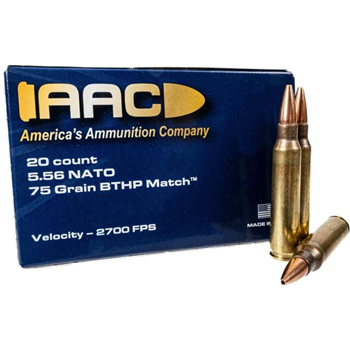 AAC 5.56 NATO 75 Grain BTHP Match w/Cannelure 20rd Box - $11.99 - $11.99