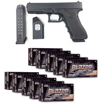Glock 17 Gen3 9mm Pistol &amp; 500 Rounds Of CCI Blazer Brass 9mm FMJ 124 Grain Ammo - $549.99 - $549.99