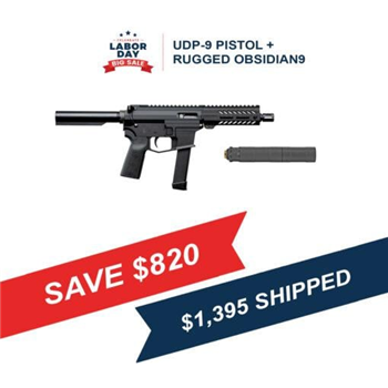 BOGO - UDP-9 Pistol and Rugged Obsidian9 Suppressor Package (Save $820) - $1395 - $1,395.00