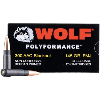 WOLF 300 AAC Blackout 145gr Full Metal Jacket Bimetal 160 Rnd (8 boxes) - $94 after code "HOME10" - $94.00