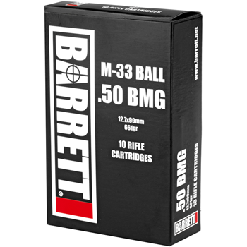 Barrett M-33 Ball Brass .50 BMG 661-Grain 10-Rounds FMJ - $54.79 ($9.99 S/H on Firearms) - $54.79