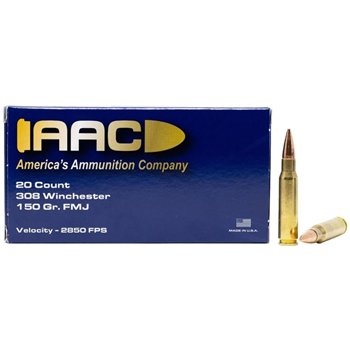 AAC 308 Winchester Ammo 150 Grain FMJ 20rd Box - $12.99 - $12.99