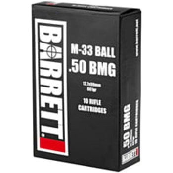 Barrett M-33 Ball Brass .50 BMG 661-Grain 10-Rounds FMJ - $54.79 ($9.99 S/H on Firearms) - $54.79