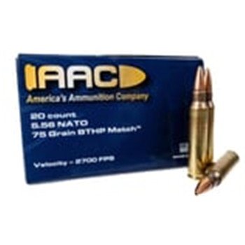AAC 5.56 NATO 75 Grain BTHP Match w/Cannelure 20rd Box - $11.99 - $11.99