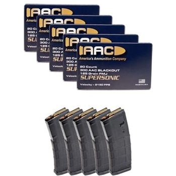 100rds Of AAC 300 Blackout 125gr FMJ Ammo &amp; 5 Magpul Gen2 PMAG 30rd Magpul Magazines - $89.9 - $89.90