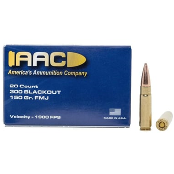 AAC 300 Blackout Ammo 150 Grain FMJ 20rd Box w/ JAG Head Stamp - $10.99 - $10.99