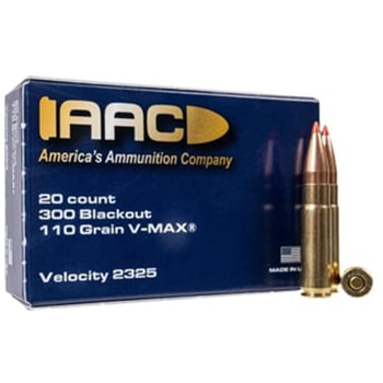 AAC 300 Blackout Ammo 110 Grain V-Max 20rd Box - $11.99 - $11.99