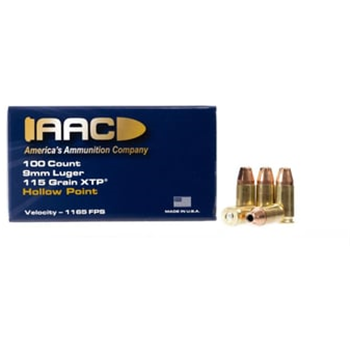 AAC 9mm Ammo 115 Grain XTP Hollow Point 100rd Box - $45.99 - $45.99