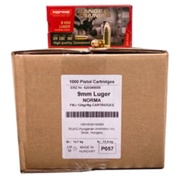 Norma Range &amp; Training 9mm 124 Grain FMJ 1000 Round Case - $269.99 (Free S/H over $175) - $269.99