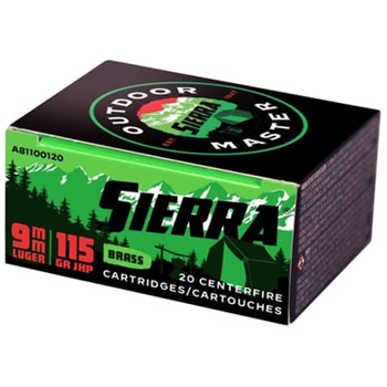 Sierra Outdoor Master 9mm Ammo 115 Grain JHP, 20rds - $7.99