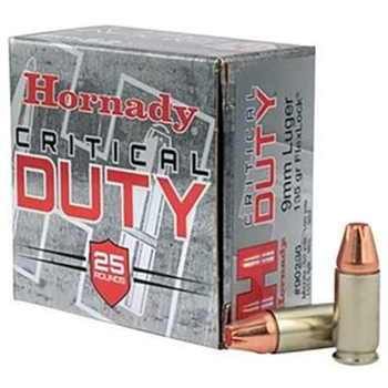 Hornady Critical Duty Ammo 9mm 135gr Flexlock 250 Rnd - $228.59 with code "WLS10" - $228.59