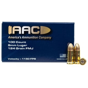 AAC 9mm Ammo 124 Grain FMJ 100rd Box With Jag Head Stamp - $26.99