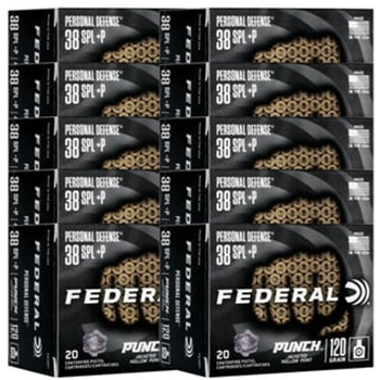 Federal 38 Special +P 120gr Jacketed Hollow Point 200/Case - $161.99 after code "WLS10" - $161.99