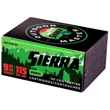Sierra Outdoor Master 9mm Ammo 115 Grain JHP, 20rds - $6.99 - $6.99