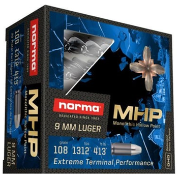 Norma Ammunition Monolithic Hollow Point 9mm 108Gr 20 Rnd - $8.99 - $8.99