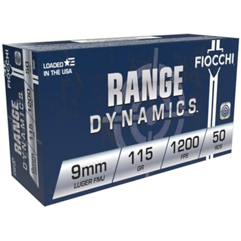 Fiocchi Range Dynamics Brass 9mm 115-Grain 50-Rounds Brass Casings FMJ Projectiles - $11.99 ($9.99 S/H on Firearms) - $11.99