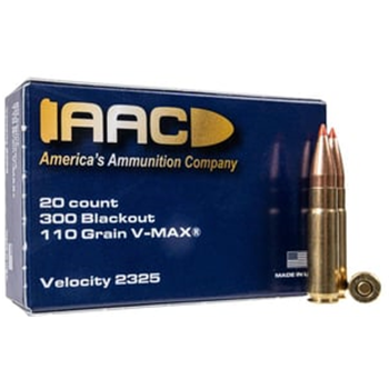 AAC 300 Blackout Ammo 110 Grain V-Max 20rd Box - $13.99 - $13.99