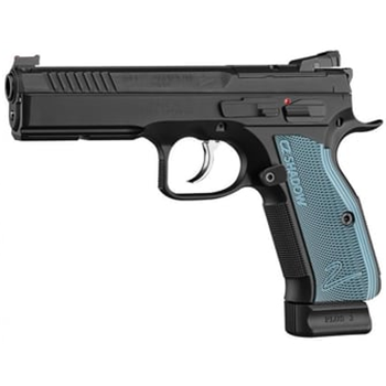 CZ-USA Shadow 2 Optics-Ready 9mm 19rd Blk Handgun w/Polycoat Steel, FO Front/Blk Serrated Height Adj Only Rear, Blue Alum Grips - $1164.82 ($13.95 S/H on firearms) - $1,164.82