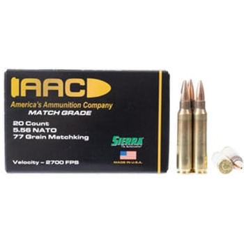 AAC 5.56 NATO 77 Grain Sierra MatchKing HPBT W/Cannelure 20rd Box - $15.99 - $15.99