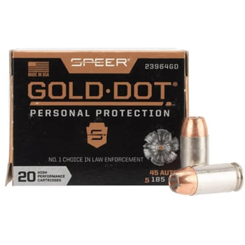 CCI Speer Gold Dot 45 ACP 185gr Jacketed Hollow Point Ammo - Box of 20 - $26.77 - $26.77