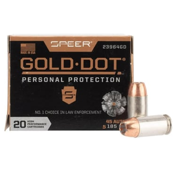 CCI Speer Gold Dot 45 ACP 185gr Jacketed Hollow Point Ammo - Box of 20 - $26.77 - $26.77