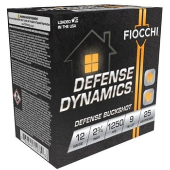 Fiocchi Defense Dynamics 12 Gauge 2.75" 9 Pellet 25 Rounds - 12EX00BK - $14.99 - $14.99
