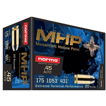 Norma MHP 175gr 45 ACP Ammo, 20rds - $9.99 (Free Shipping on 10+ Order) - $9.99