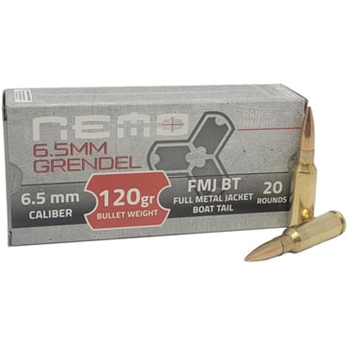 Nemo 6.5 Grendel FMJ-BT 120gr Ammo, 20rd - $16.99 - $16.99