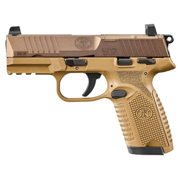 FN AMERICA 502 MRD 22LR 4" 10rd Optic Ready Pistol w/ Optic Height Sights FDE - $359.84 (Free S/H on Firearms) - $359.84
