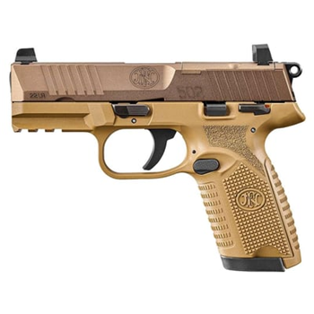 FN AMERICA 502 MRD 22LR 4" 10rd Optic Ready Pistol w/ Optic Height Sights FDE - $359.84 (Free S/H on Firearms) - $359.84