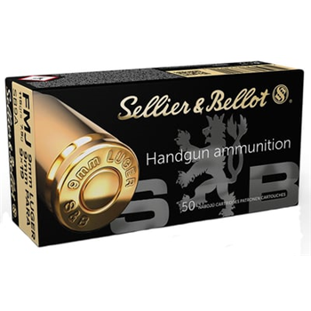 Sellier Bellot 9mm 115gr FMJ Brass 50 Rounds - $11.99 - $11.99
