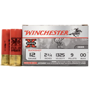 Winchester Super-X Buckshot 12 Gauge 2 3/4" 9 Pellets #00 Buck Lead Shot 5 Rds - $3.49
