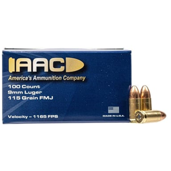 AAC 9mm Ammo 115 Grain FMJ 100rd Box - $26.99 - $26.99