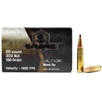 AAC "Sabre Blade Black Tip" 300 Blackout 150 Grain 20rd Box Ammuntion - $12.99 - $12.99