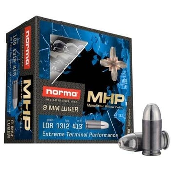 Norma 9mm Ammo 108 Grain MHP 20rds - $7.99 + Free Shipping - $7.99