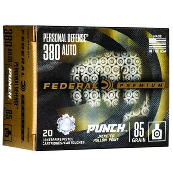 Federal Ammo Premium PUNCH 380 ACP 85gr Jacket Hollow Point 20 Rounds - $13.99 - $13.99