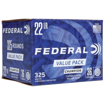 Federal Premium Champion 36 gr CPHP .22 LR 325 Rounds Ammunition - 725 - $19.99 - $19.99