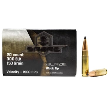 AAC "Sabre Blade Black Tip" 300 Blackout 150 Grain 20rd Box Ammuntion - $12.99 - $12.99