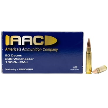 AAC 308 Winchester Ammo 150 Grain FMJ 20rd Box - $14.49